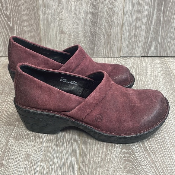 NWOT Born B23647 Toby Closed Back Clogs Burgundy Distressed Suede Leather 7M - Picture 3 of 16
